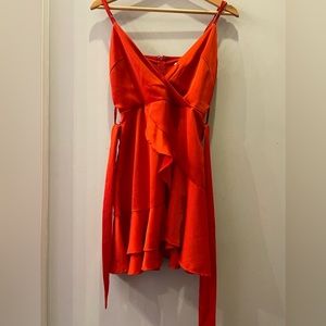 Red ruffled dress